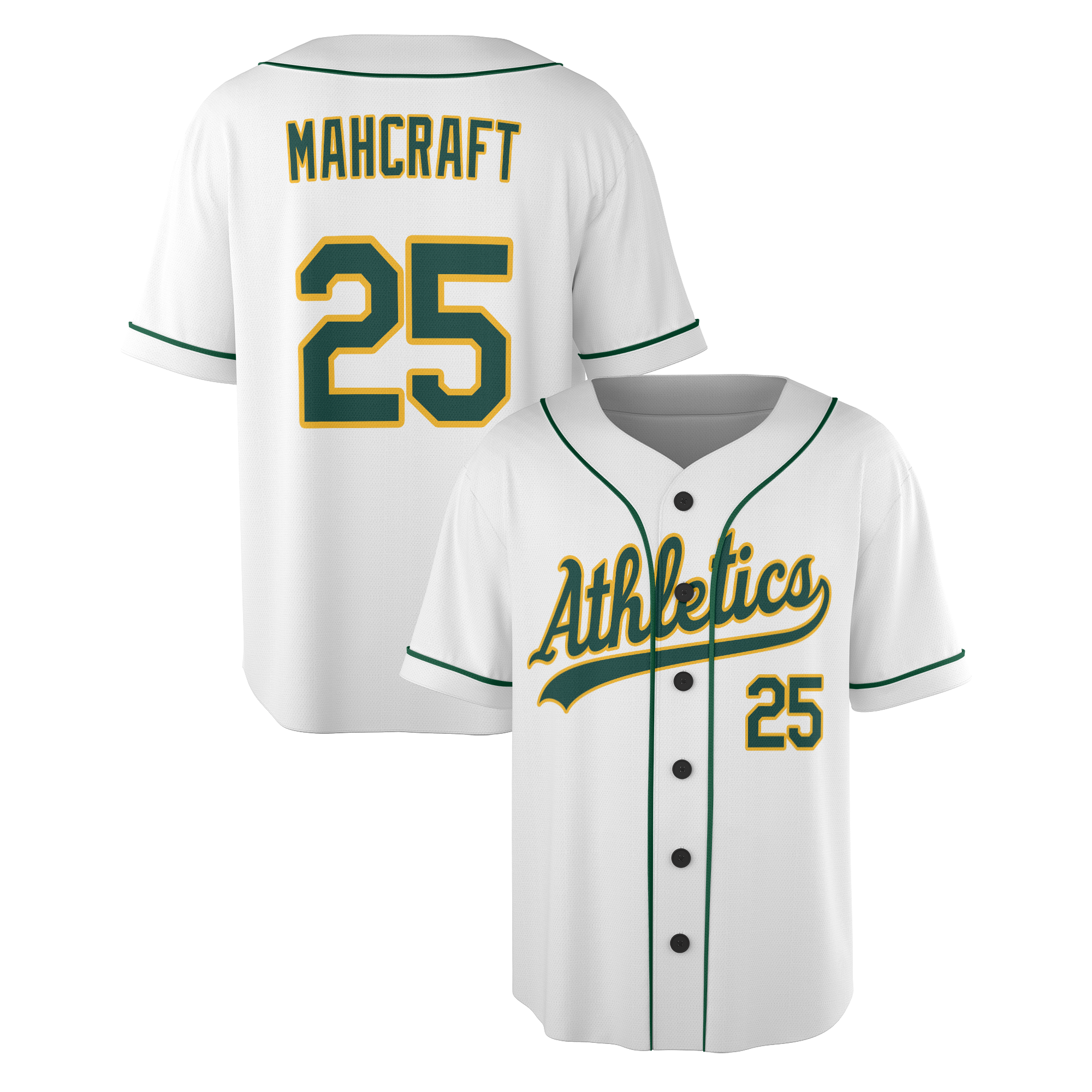 Personalized Oakland Athletics Inspired Alternate Style Jersey - White