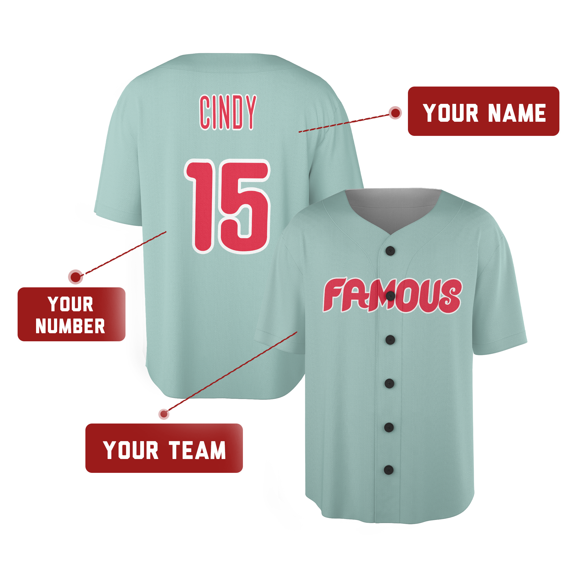 Personalized Philadelphia Phillies Inspired Alternate Style Jersey - Teal