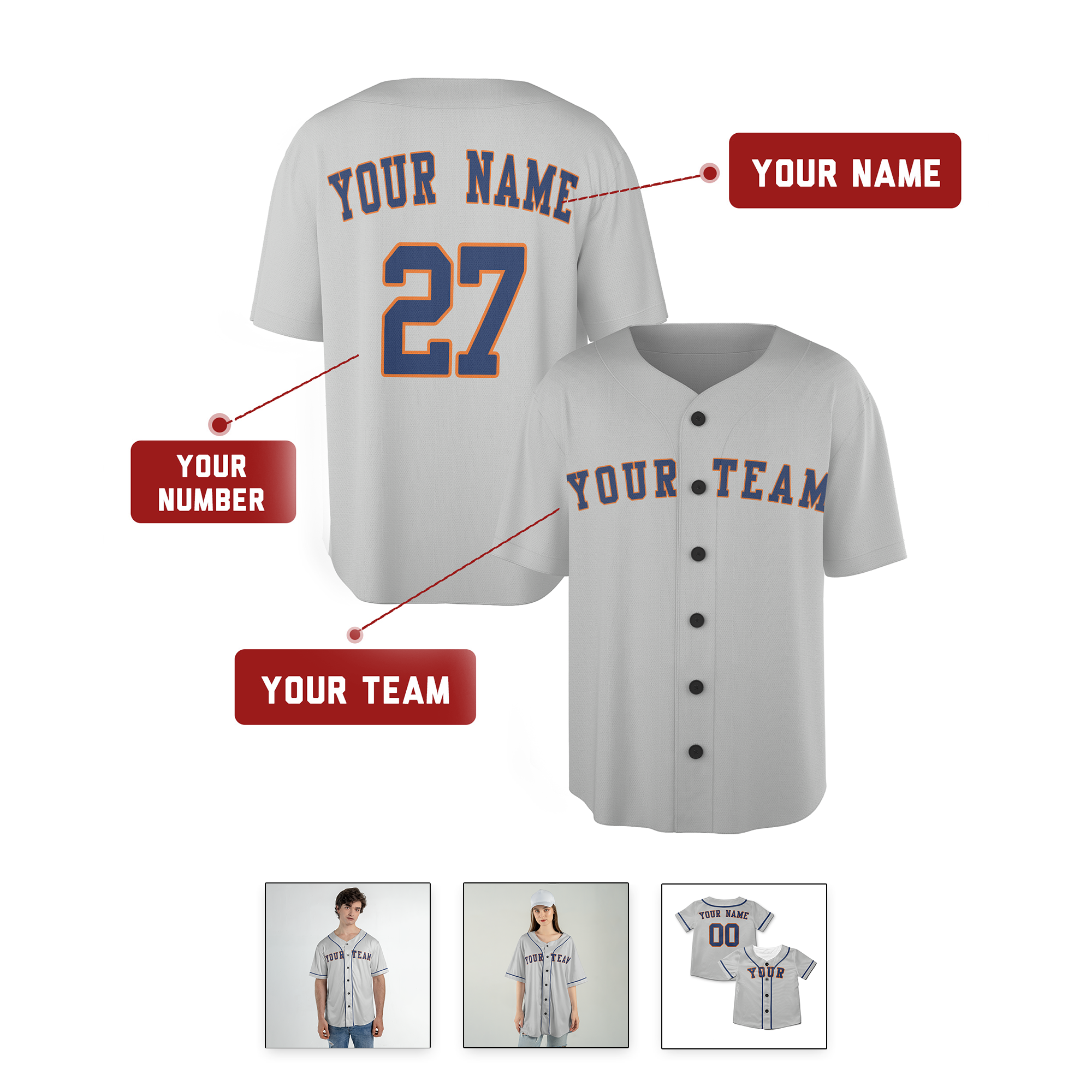 Personalized Houston Astros Inspired Alternate Style Jersey - Gray