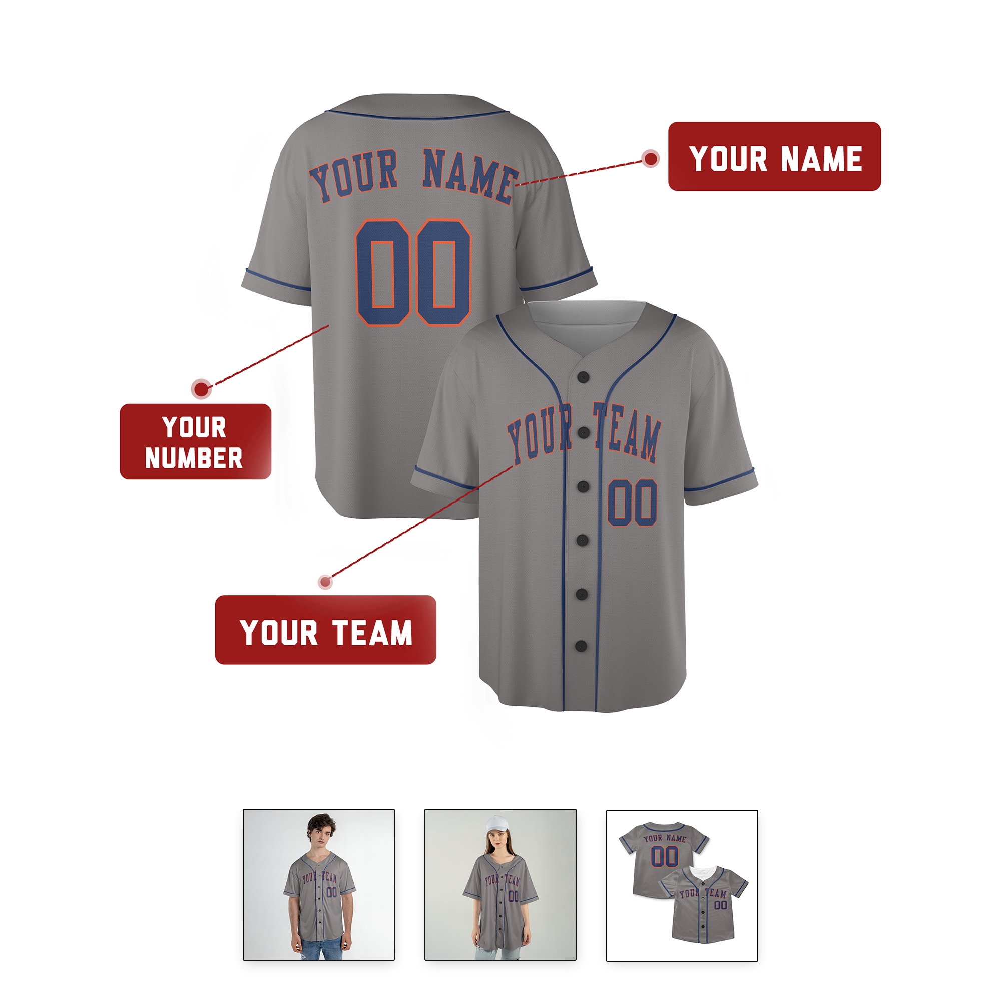 Personalized Houston Astros Inspired Alternate Style Jersey - Gray Navy