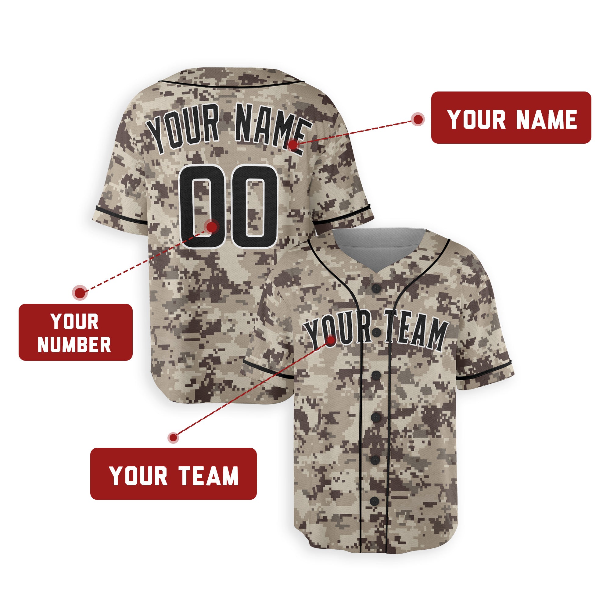Personalized San Diego Padres Inspired Alternate Style Jersey - Camo