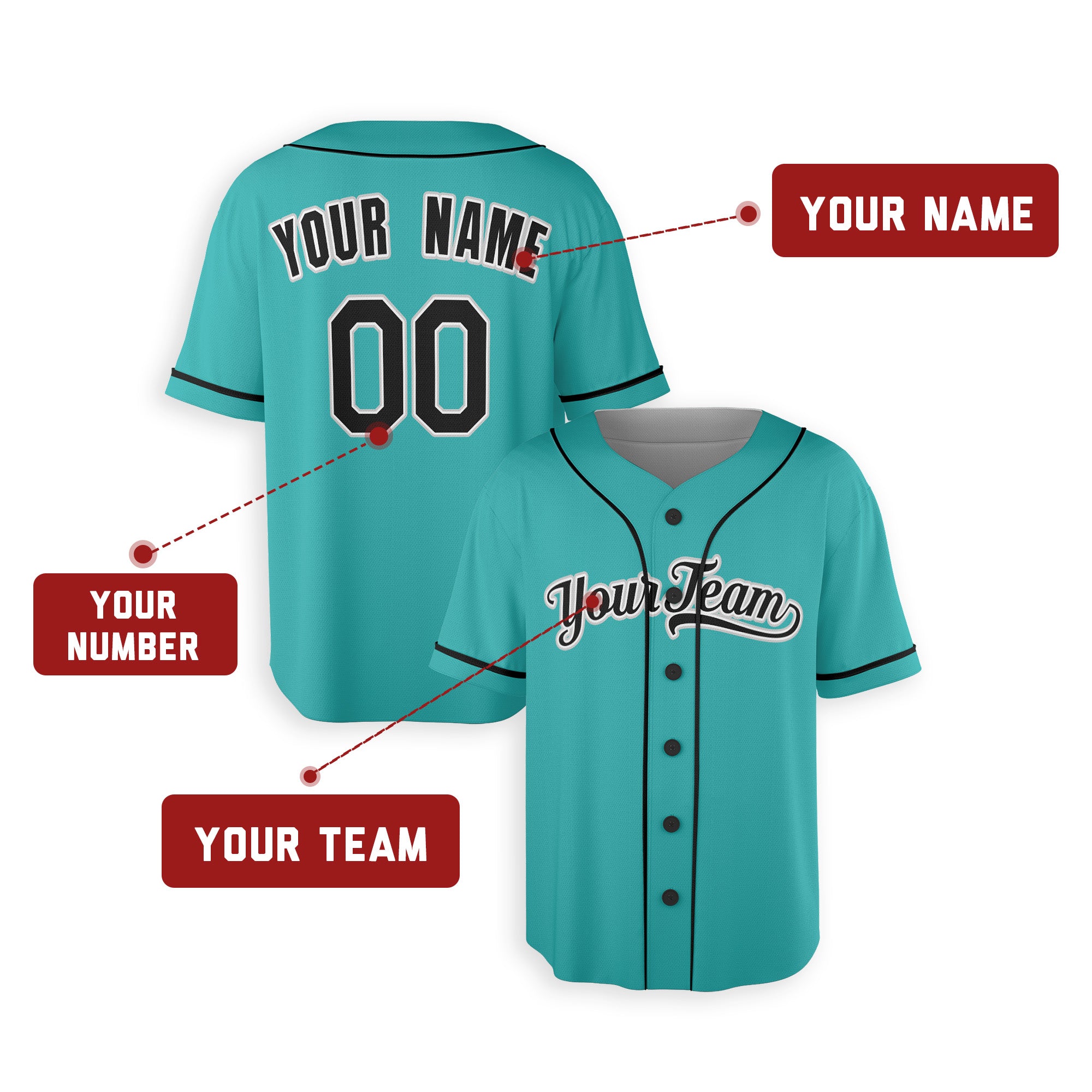 Personalized Florida Marlins Mitchell Ness Inspired Alternate Style Jersey - Teal