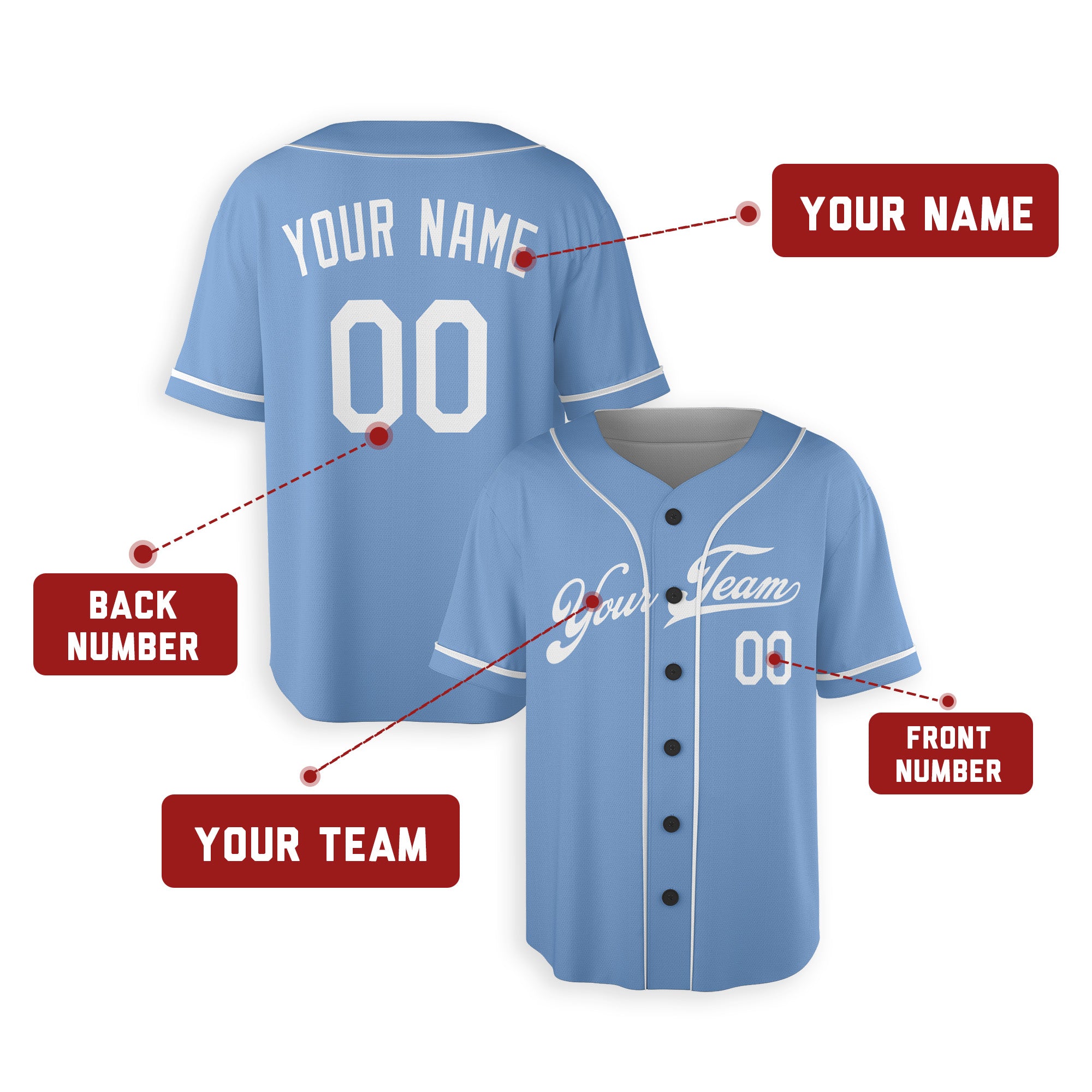 Personalized Kansas City Royals Inspired Alternate Style Jersey - Light Blue