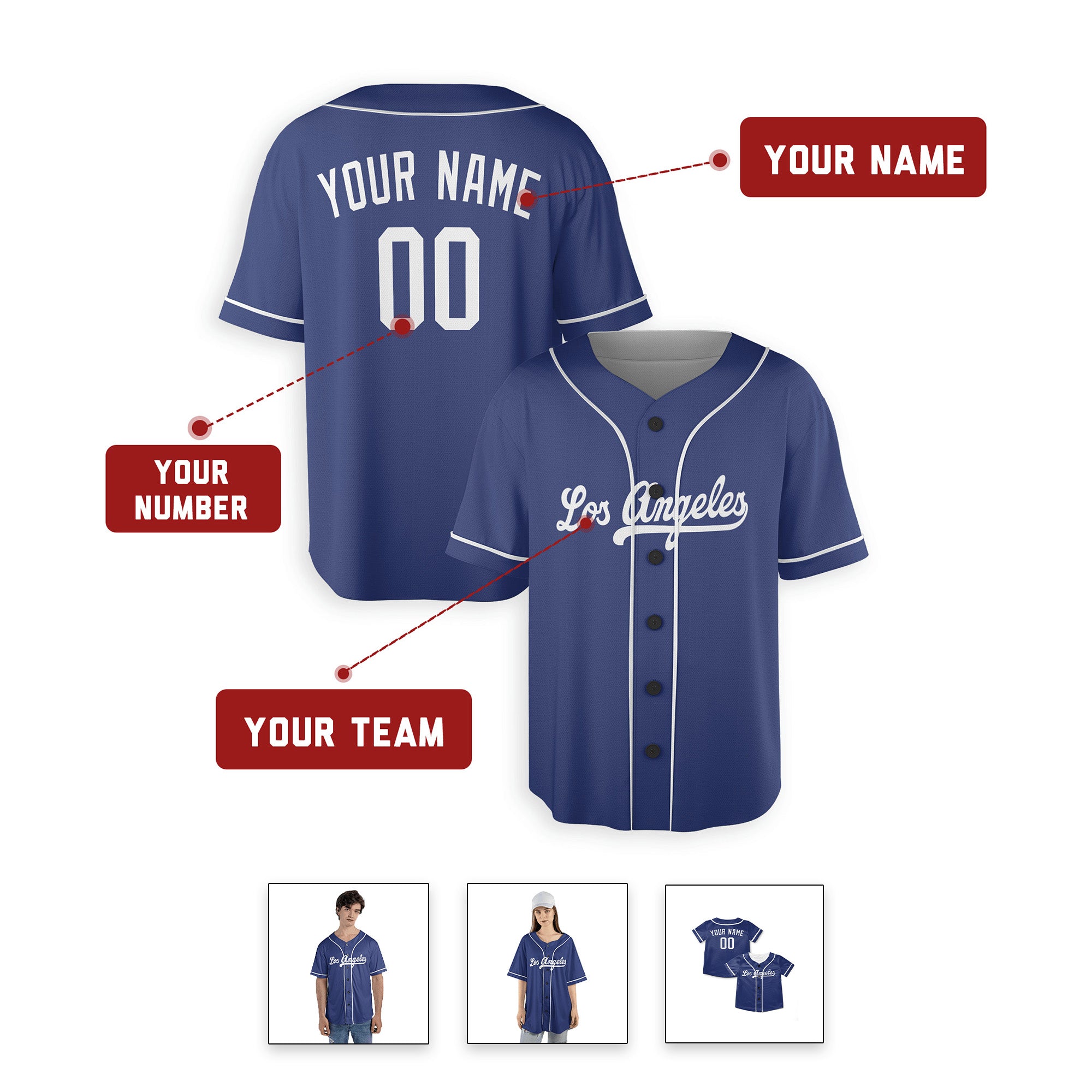 Personalized Los Angeles Inspired Alternate Style Jersey - Navy