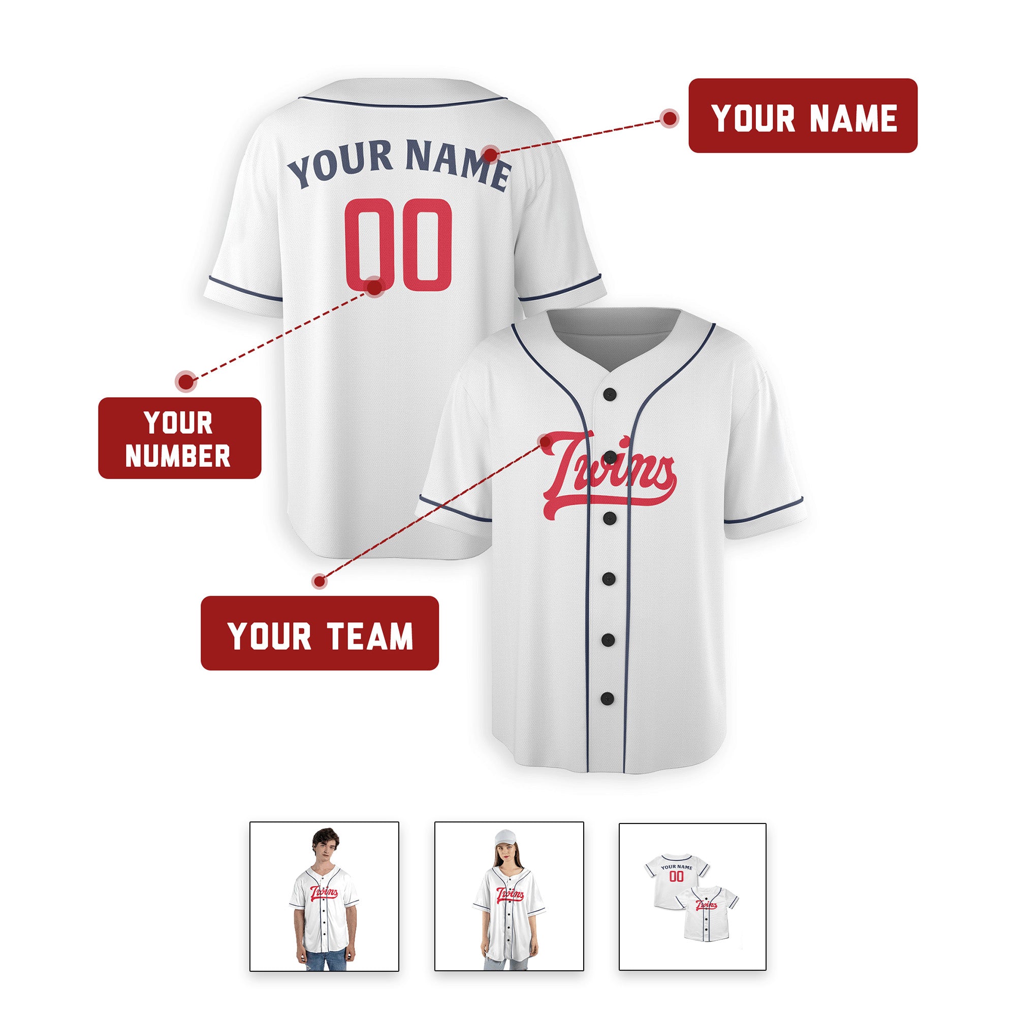 Personalized Minnesᴏta Tⱳins Inspired Alternate Style Jersey - White Navy