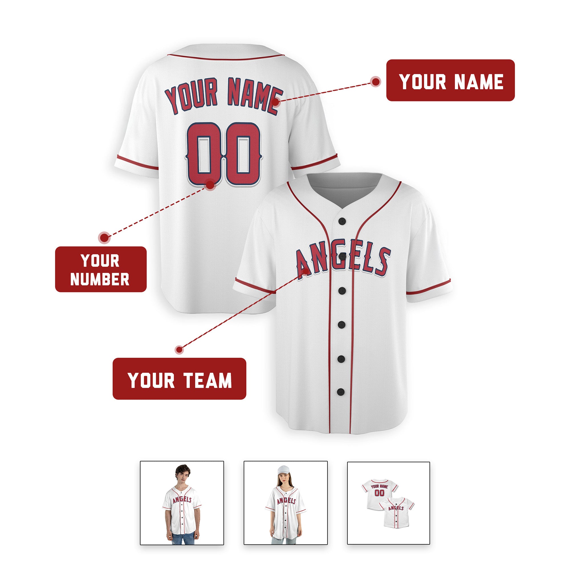 Personalized Los Angeles Inspired Alternate Style Jersey - White