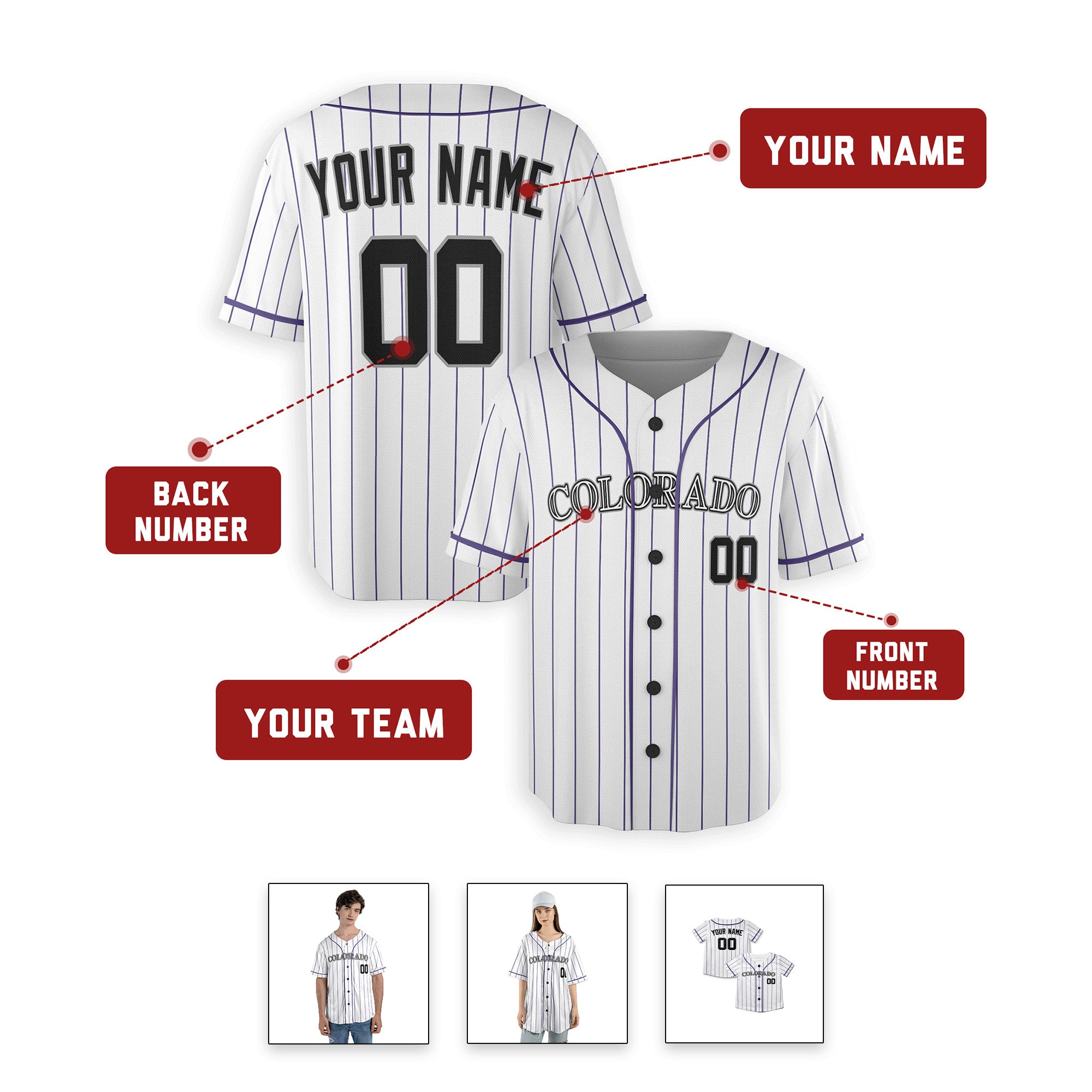 Personalized Colorado Rockies Inspired Alternate Style Jersey - White Black