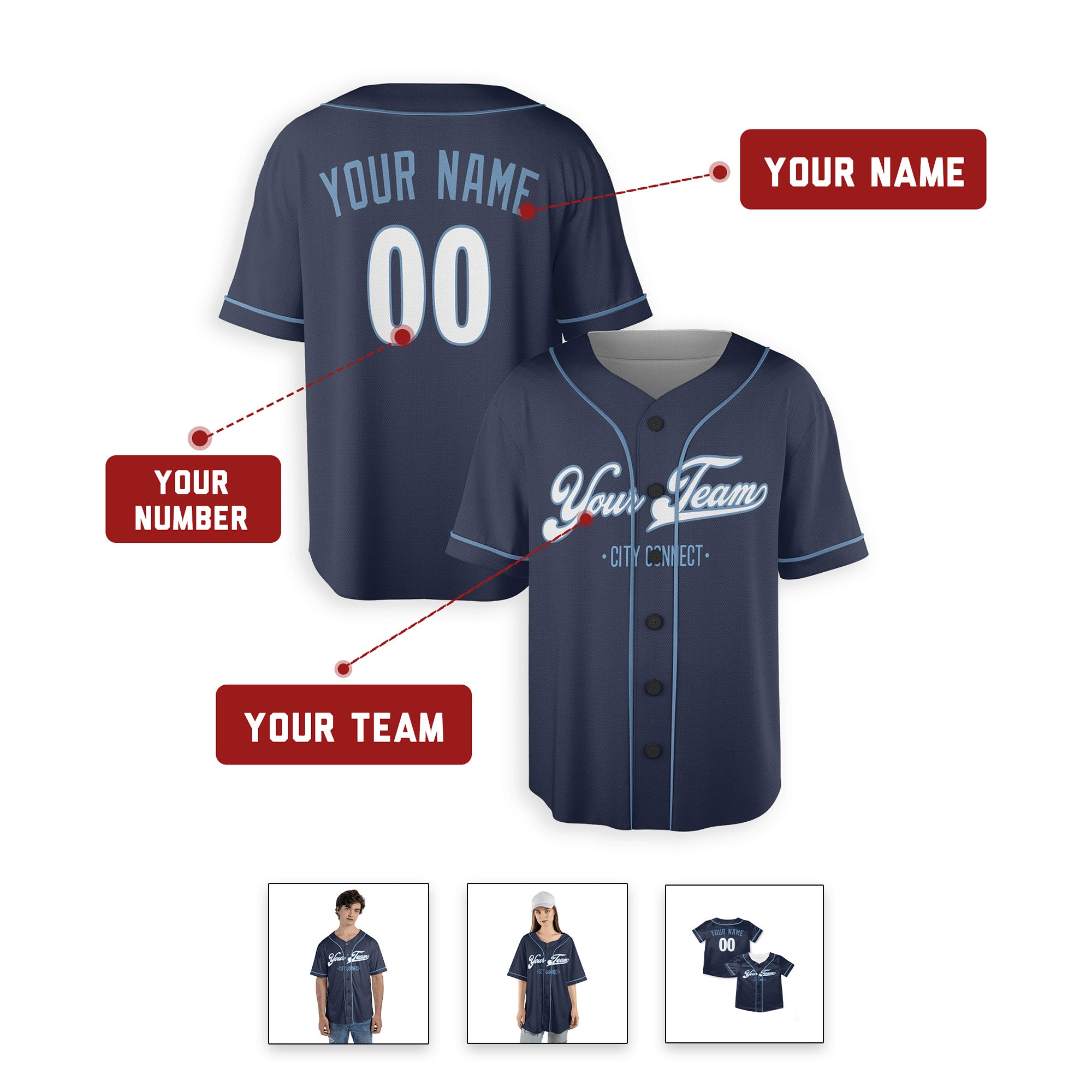 Personalized Kansas City Royals Inspired Alternate Style Jersey - Navy